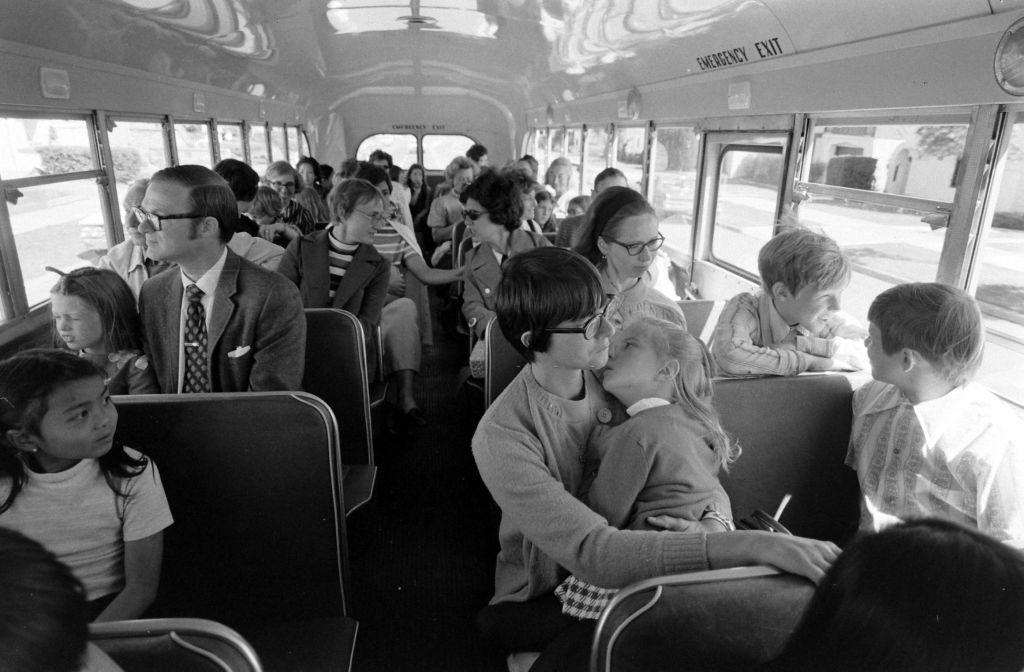 Le Conte Elementary School students, riding a bus in San Francisco, California, 1972