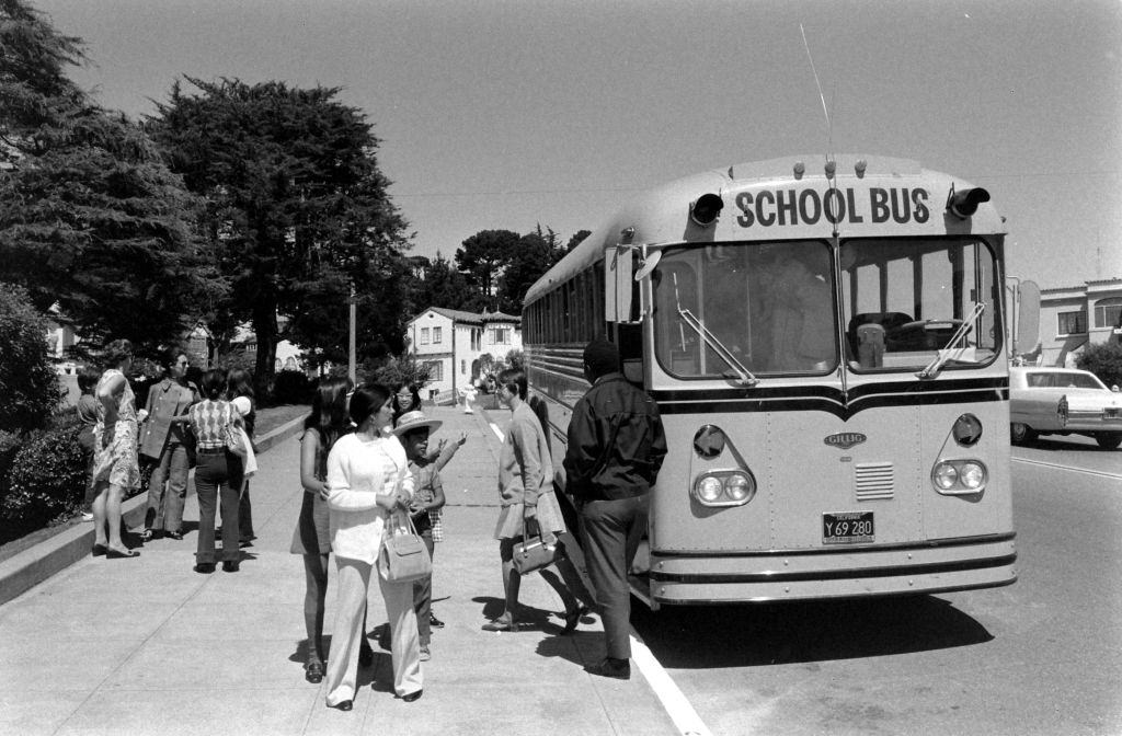 Le Conte Elementary School, riding a bus in San Francisco, California, 1972