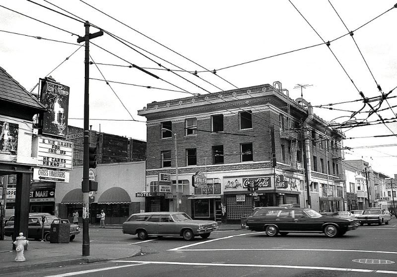 Intersection of Mission and 18th Street, Mission district, San Francisco, 1979