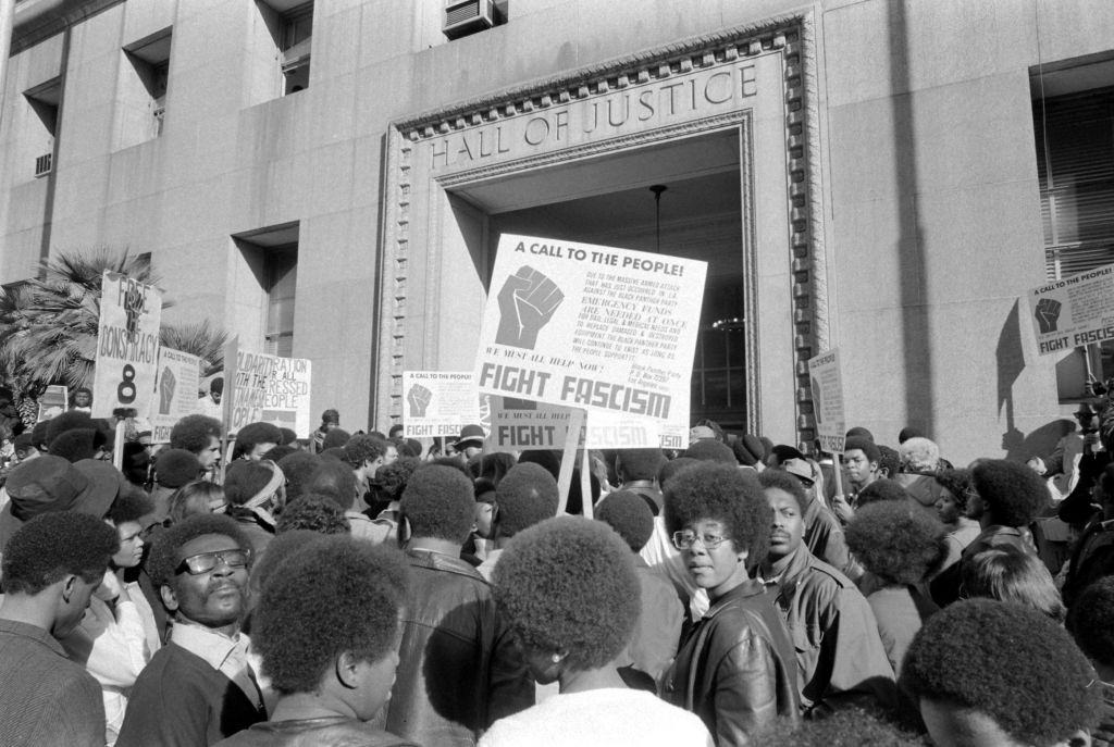 Black Panther Party stages a protest against racism in San Francisco, 1970.