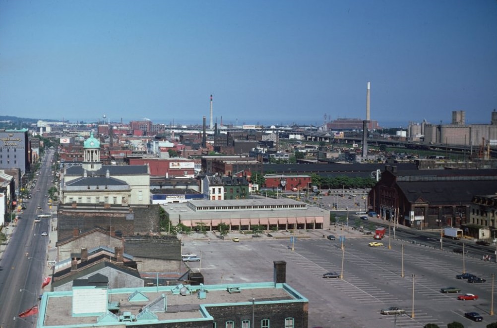 St. Lawrence Market, as seen from the King Edward Hotel, July 1974