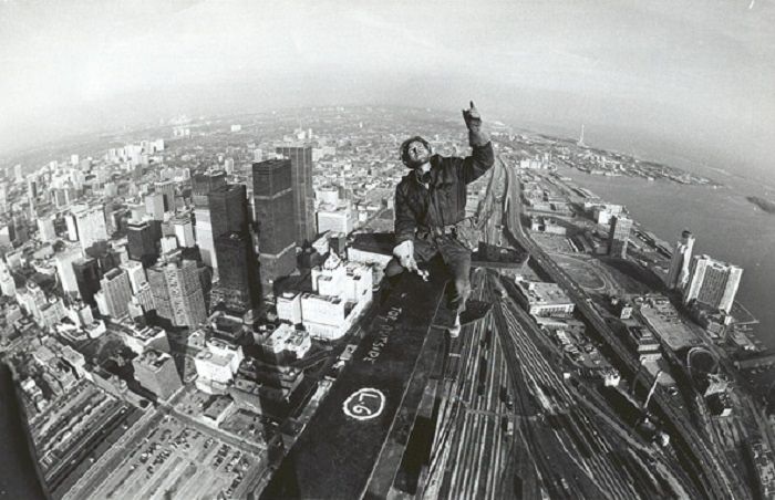 The CN Tower under construction.