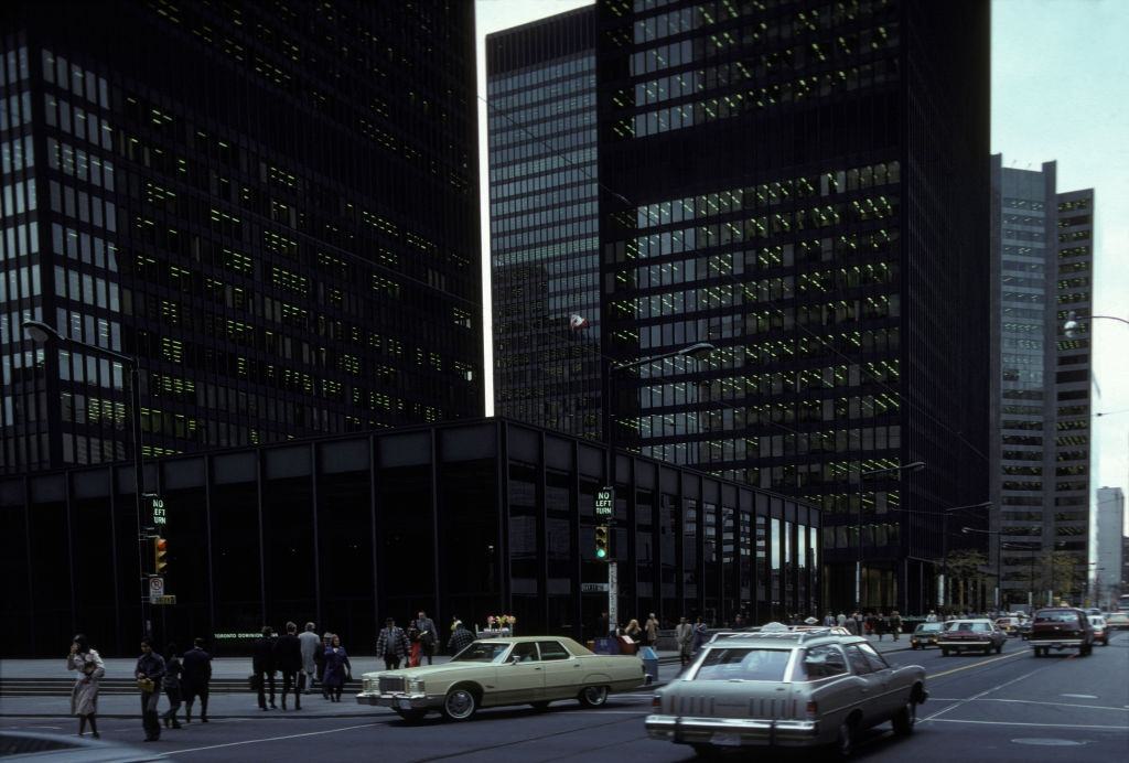 View of Queen Street West in Toronto, 1975.