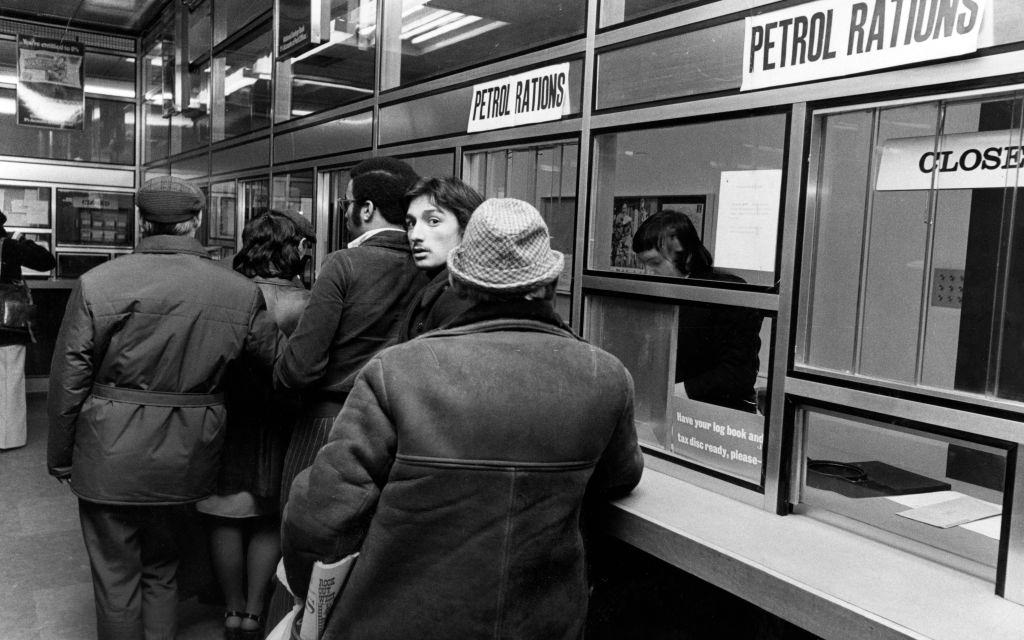 Queues in Hanover Street Post Office, Liverpool, for petrol coupons, 29th November 1973.