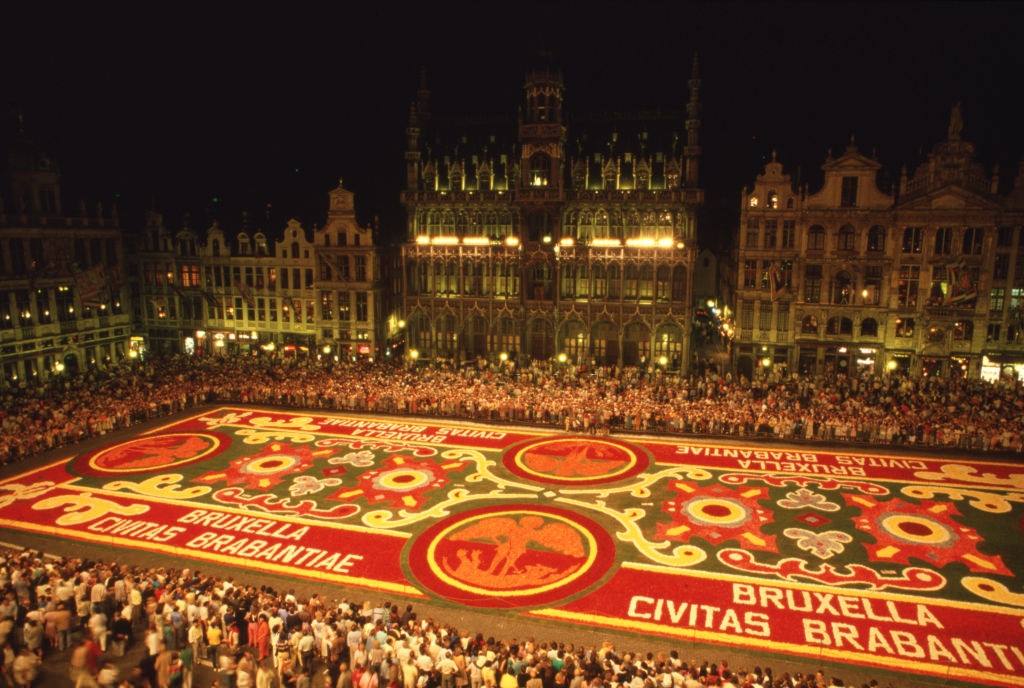 Party on the Grand Place in Brussels, 1986.