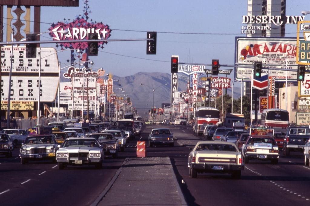 Traffic on a boulevard in Las Vegas October 2, 1980.