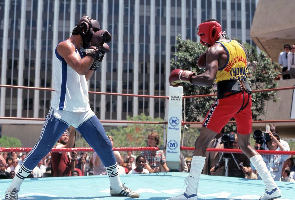 Thomas Hearns sparing, Las Vegas, 1981.