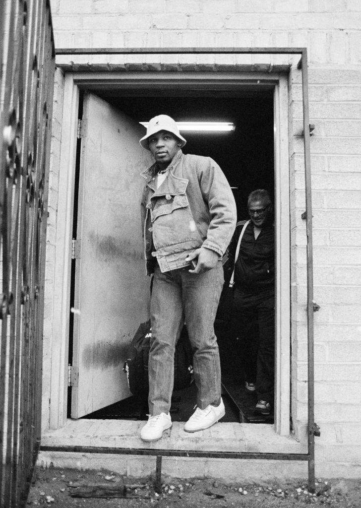 Mike Tyson before his WBC & WBA Heavyweight title fight with James 'Bonecrusher' Smith in Las Vegas, 1987.