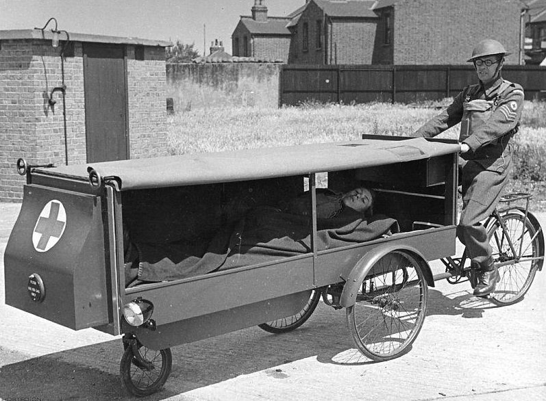 A one-man anti-gas ambulance and resuscitator, designed and made for use by the Home Guard.