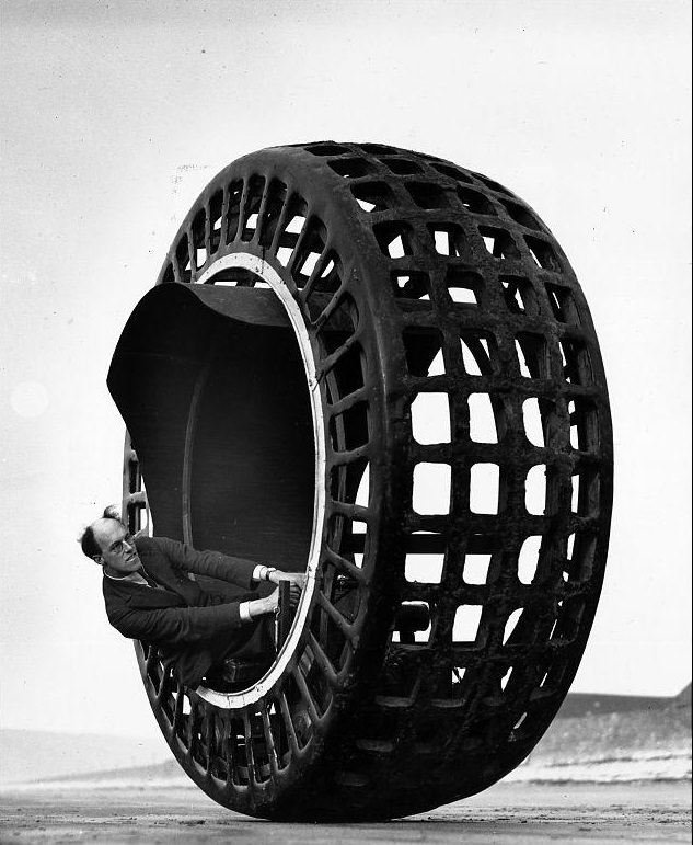 The Dynasphere, an electrically-driven wheel, invented by Mr. J. A. Purves of Taunton and his son.