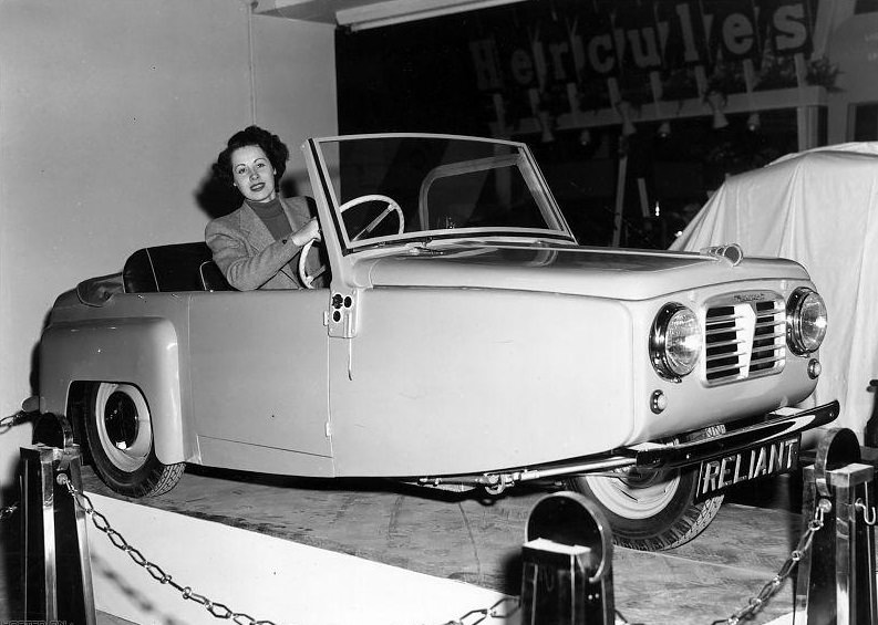 The Regal four-seater coupe, produced by the Reliant Engineering Co., Tamworth, Staffordshire, on show at the Cycle and Motor Cycle Show at Wasrl's Court in London.