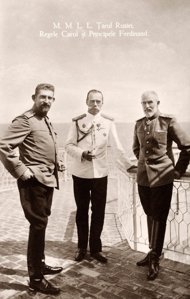 Archduke Franz Ferdinand of Austria, Czar Nicholas II of Russia and Carol I of Romania, in Bucharest, 1912.