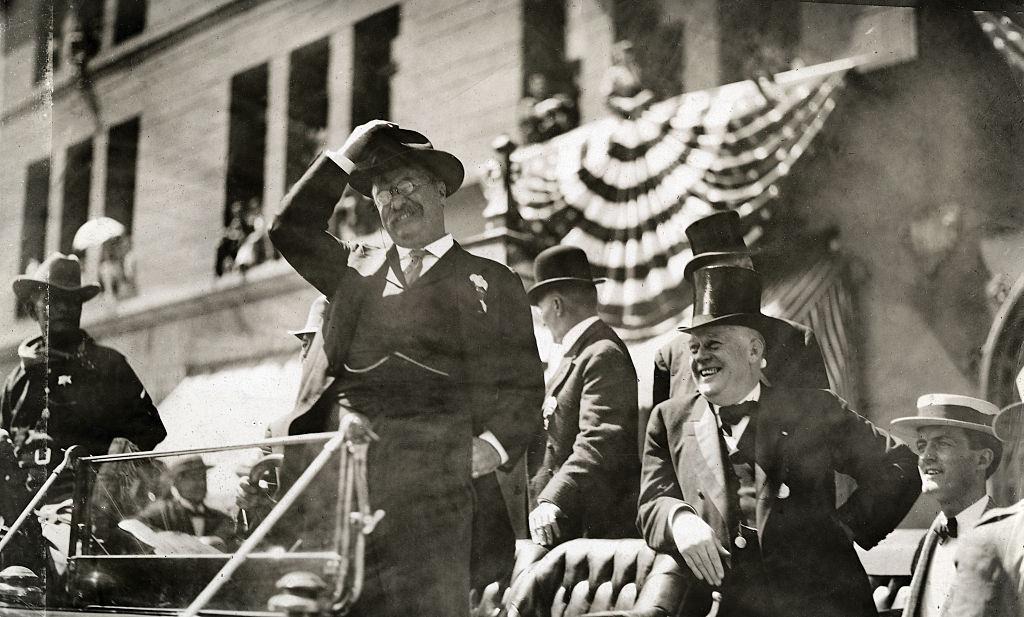 Theodore Roosevelt in Denver, during a campaign, 1903.