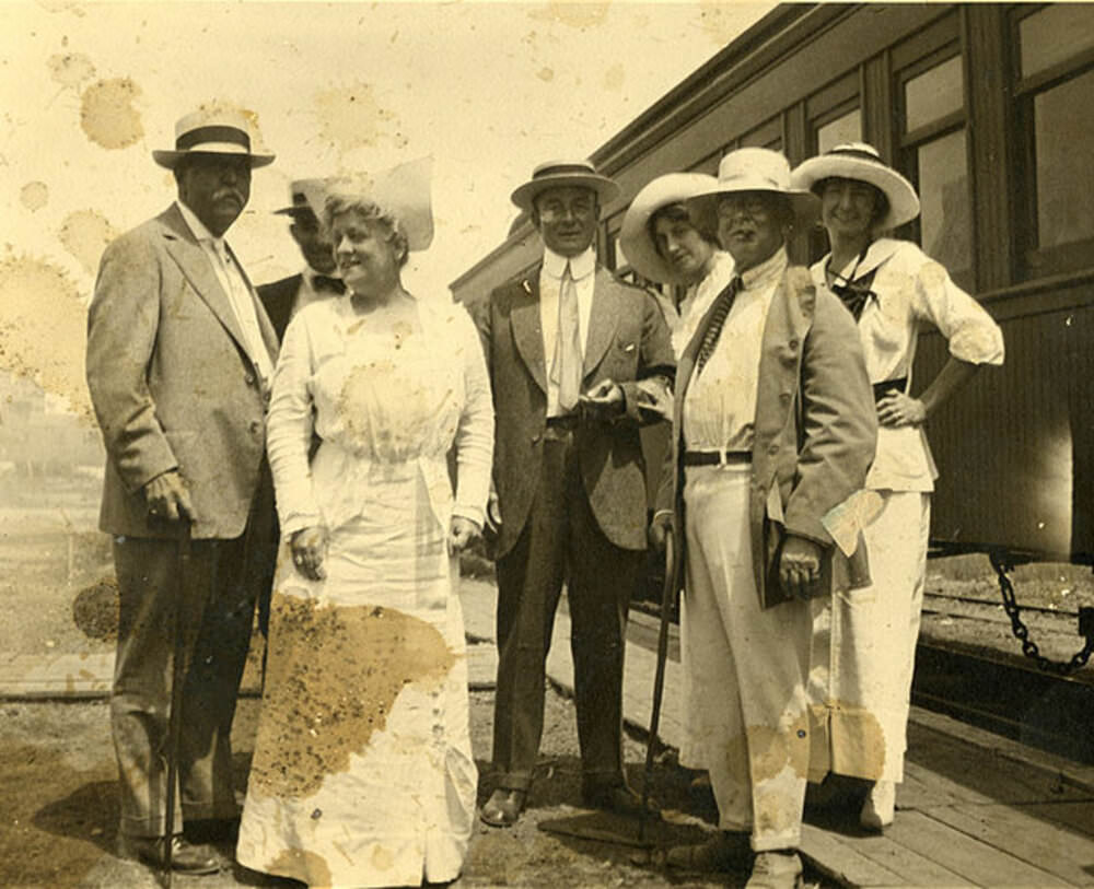 Digby Bell at the train station, Denver, 1900