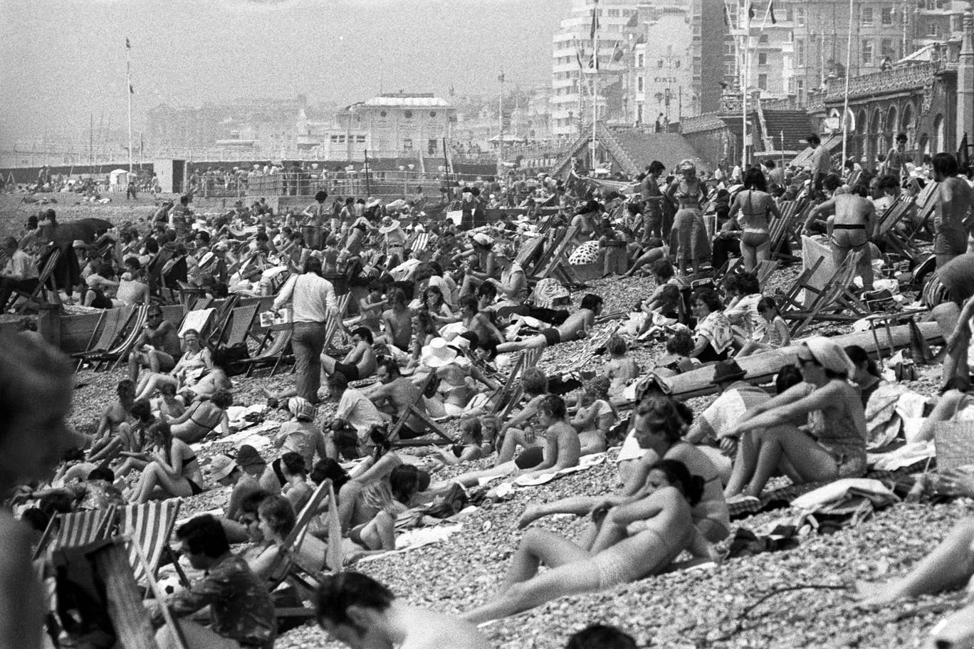 Sunbathers on the beach at Brighton