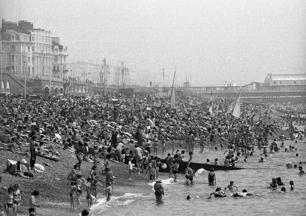 Sunbathers on the beach at Brighton
