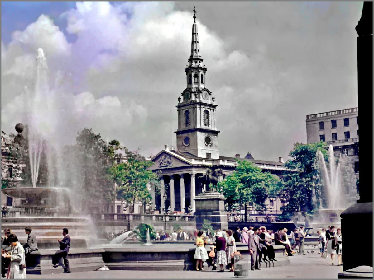 Trafalgar Square with St. Martin’s, London, July 1962