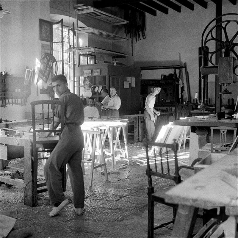 People working in a chair factory, 1957