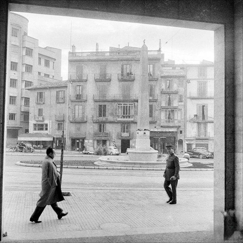 Two men playing their bagpipe and drum, 1957