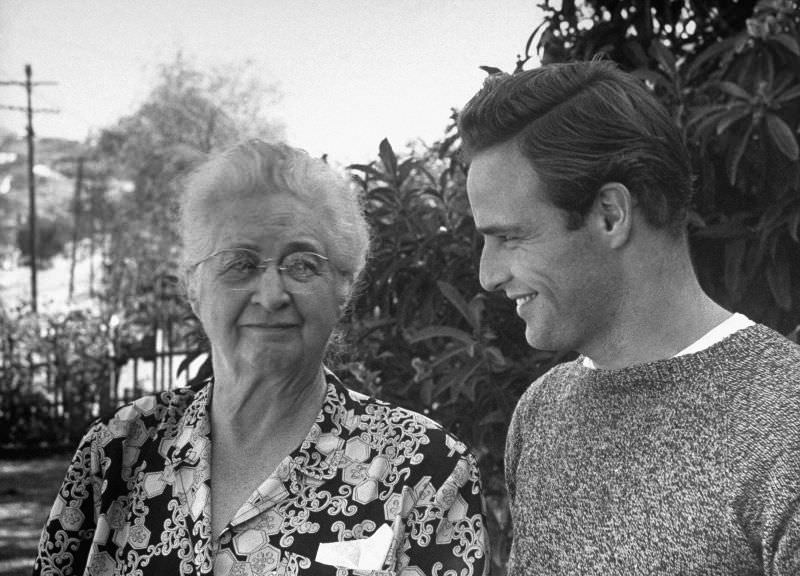 Marlon Brando and his grandmother, 1949.