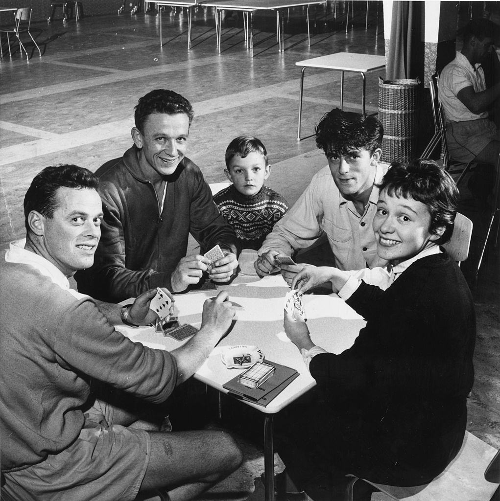 Employees of KPS and family members enjoying a game of bridge in one the recreation rooms at the factory where they work at Sarpsborg, 1951.