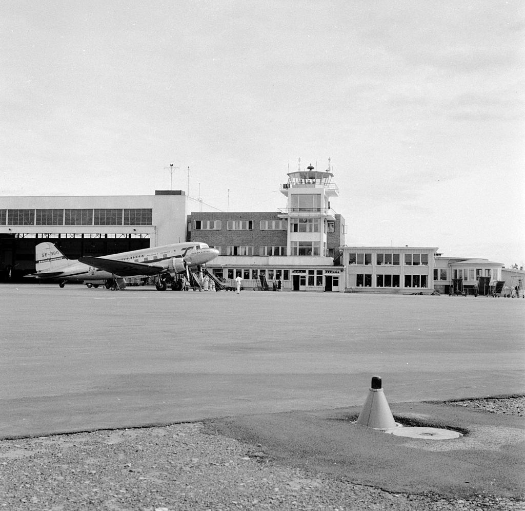 Horneby airport, servicing Norway's capital city, Oslo, 1954.