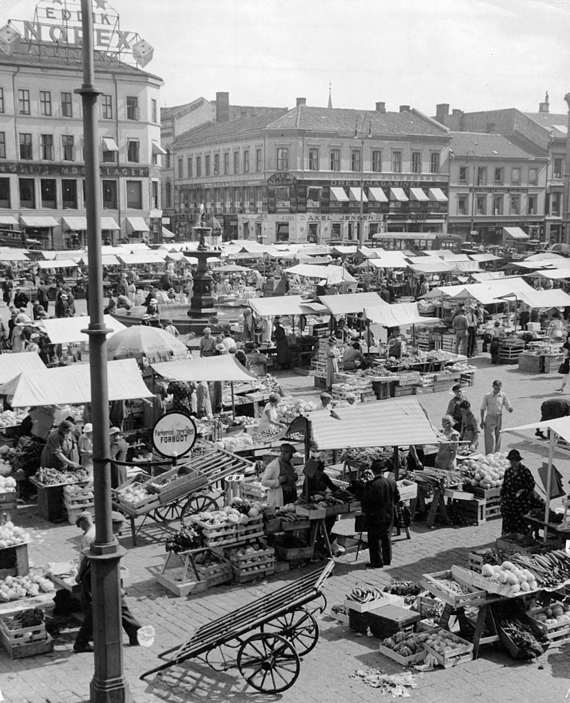 Fruit and Vegetable Market in Oslo, Norway, 1955.
