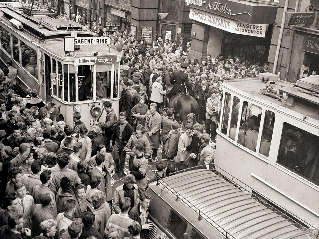 Crowds Gather for Louis Armstrong Show in Oslo, 1955.