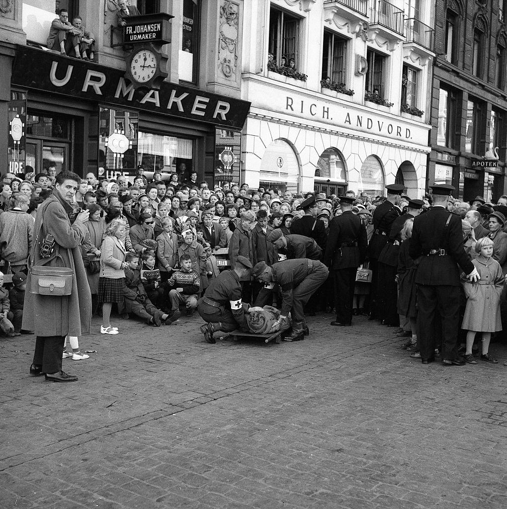 At the funeral of King Haakon VII of Norway, 1957.