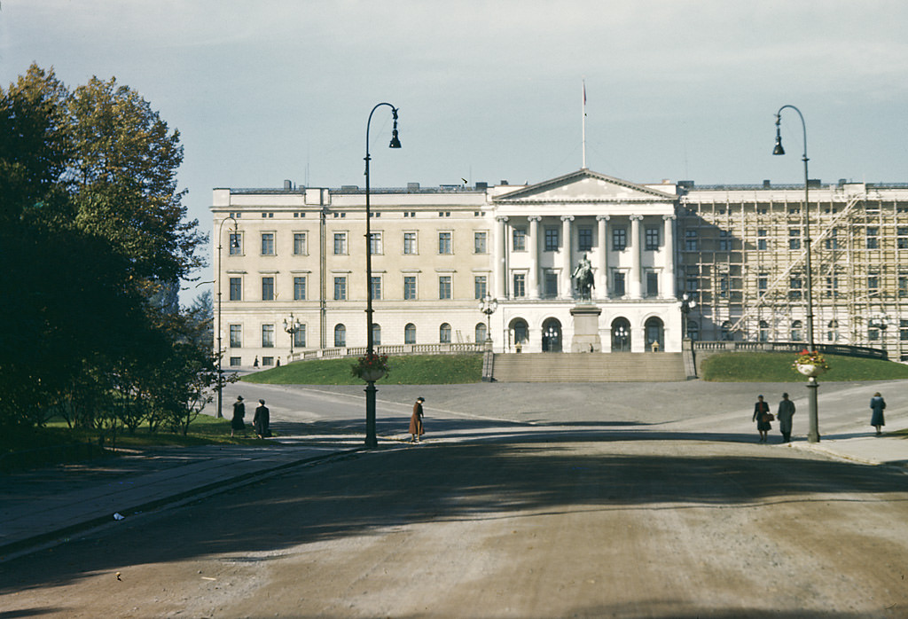 The Royal Palace in Oslo, with scaffolding