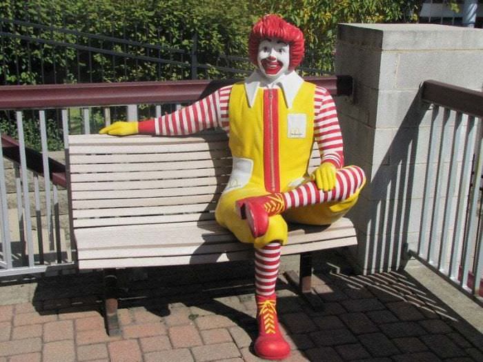 Ronald Mcdonald Bench that was popular around McDonald’s establishments until sometime around the early 2000s