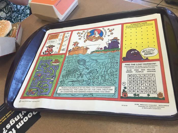 This Mcdonalds tray Liner from the 1990s