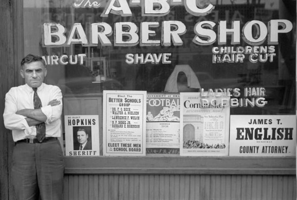 Barber and Shop, South Omaha Nebraska, 1920s.