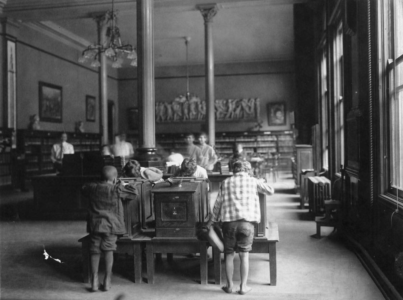 Children inside the Old Main.