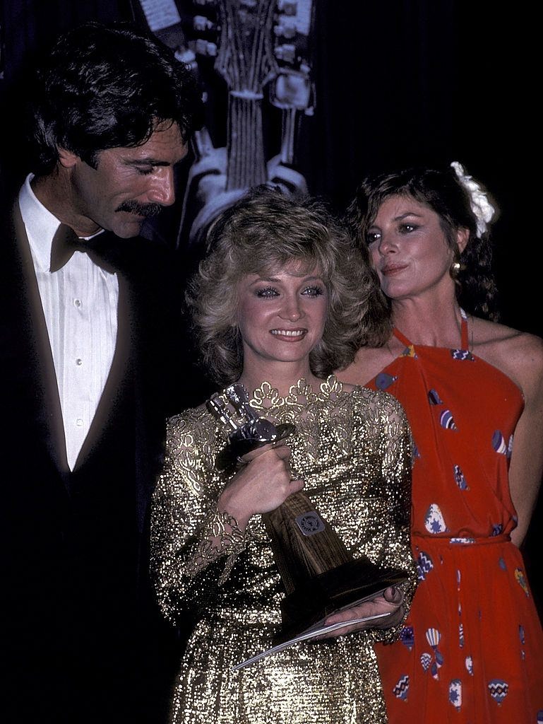 Sam Elliot with singer Barbara Mandrell and actress Katharine, 1981.