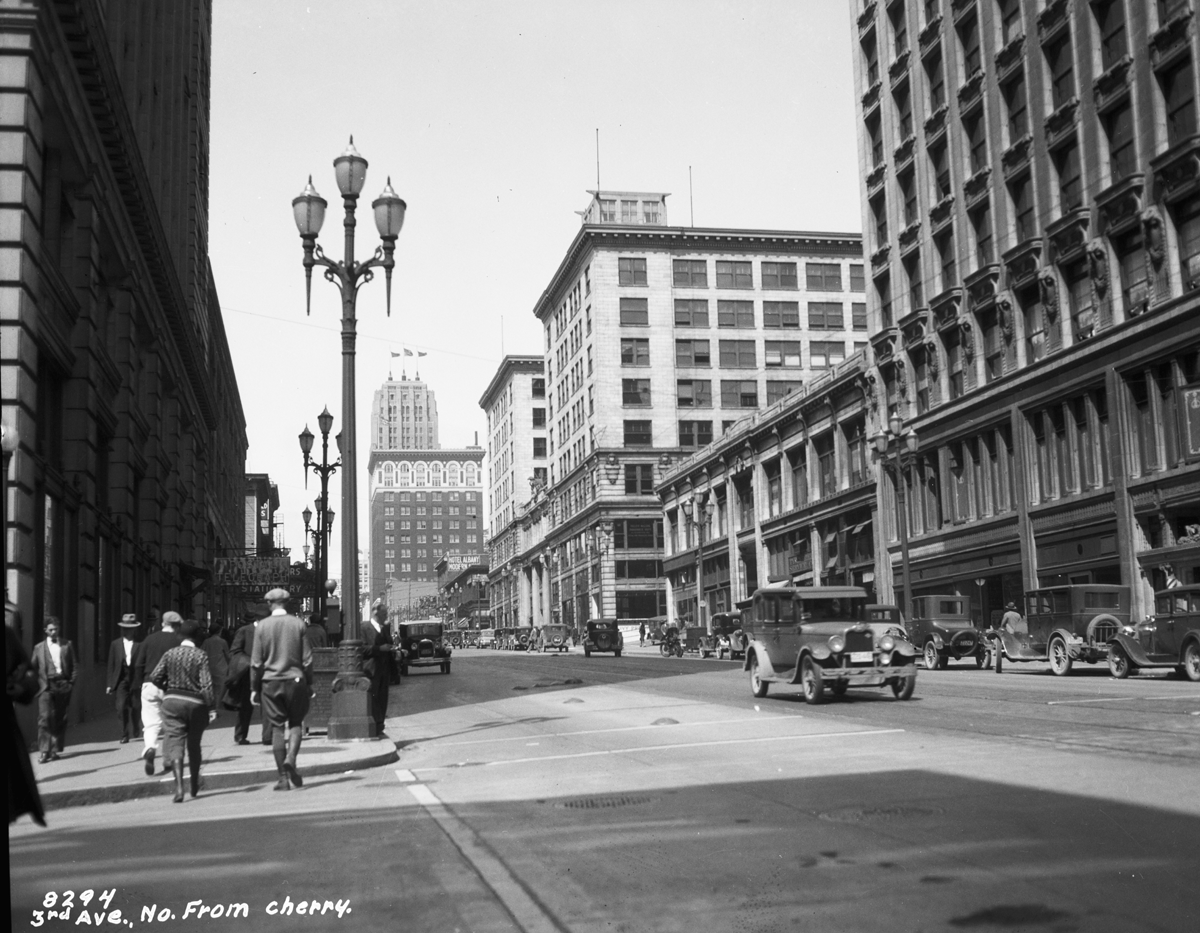Third Avenue looking north from Cherry Street, 1930