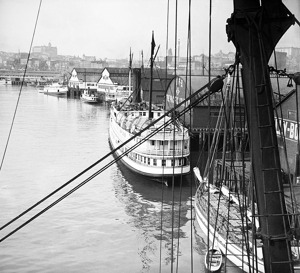 The Seattle Harbour in Washington, circa 1930.