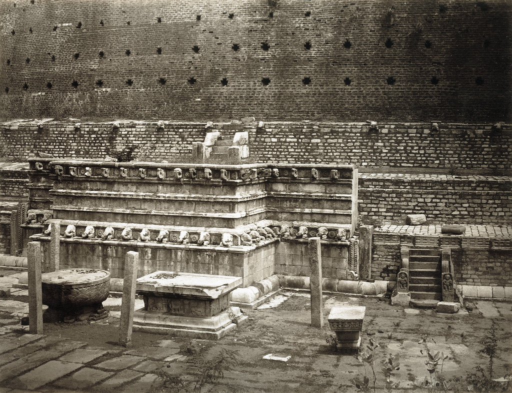 The base of a Dagoba in Anuradhapura, Sri Lanka, 1880s