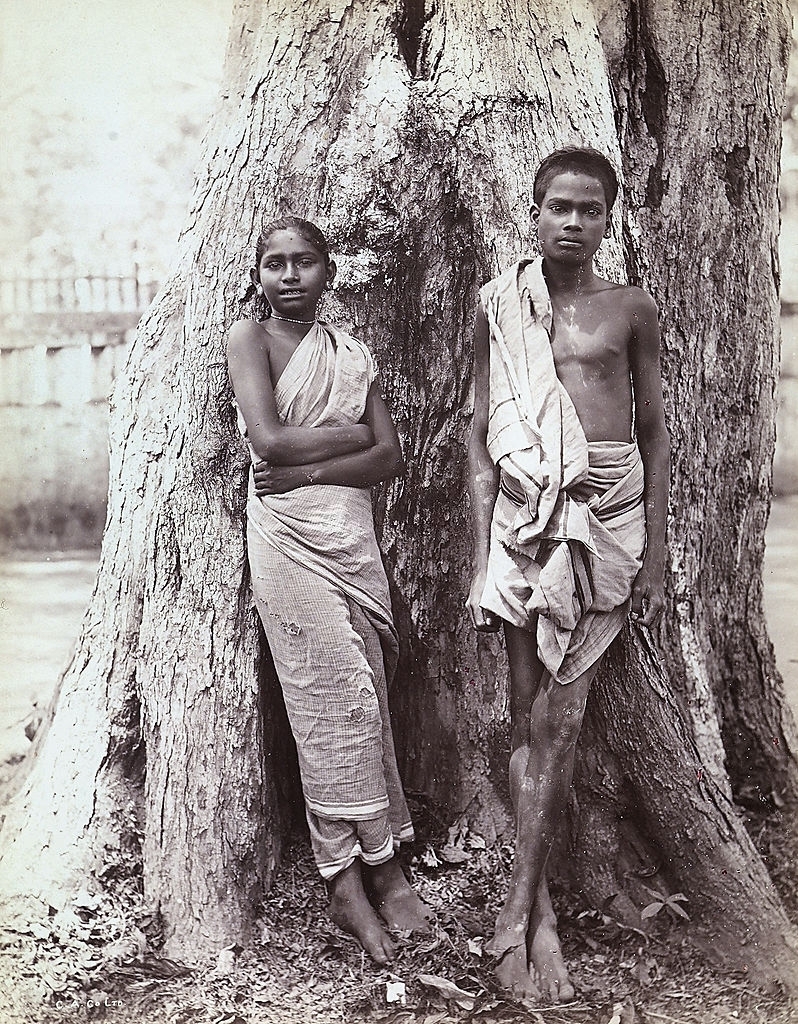 Indian boy and girl in Ceylon (Sri Lanka), 1880.