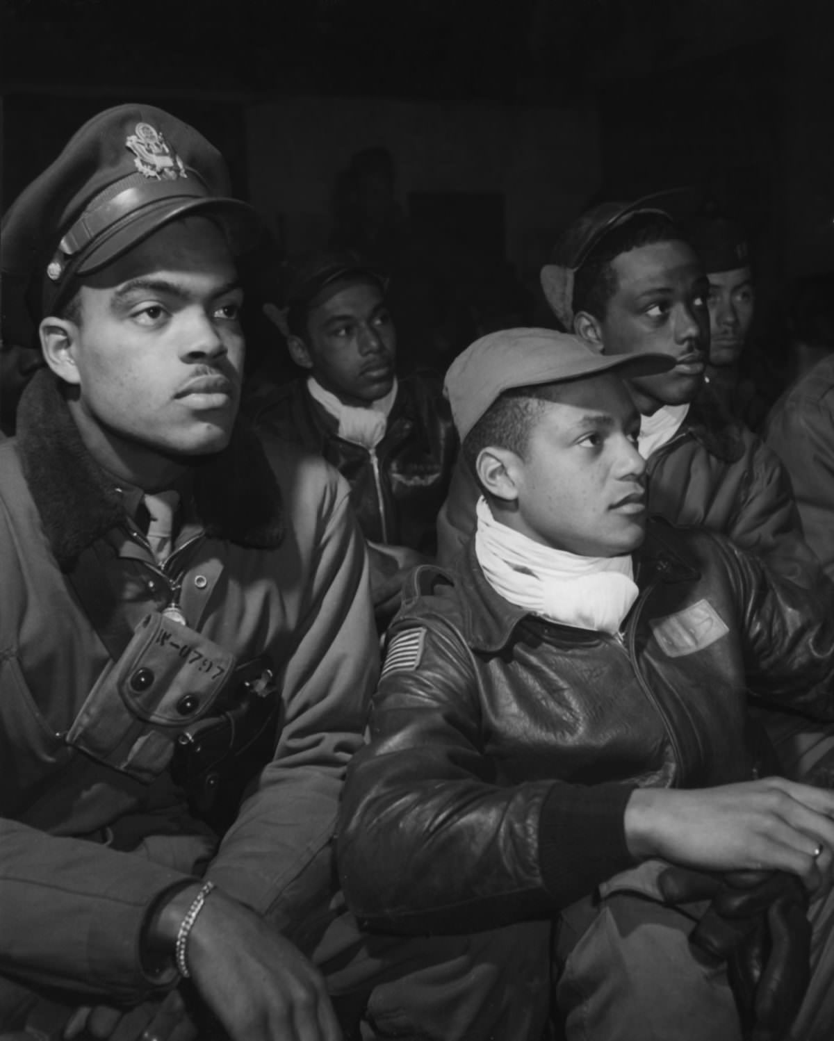 Tuskegee Airmen 332nd Fighter Group pilots during the Second World War.
