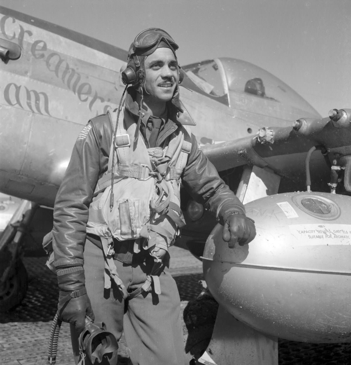 Tuskegee Airman Edward Gleed with his P-51.