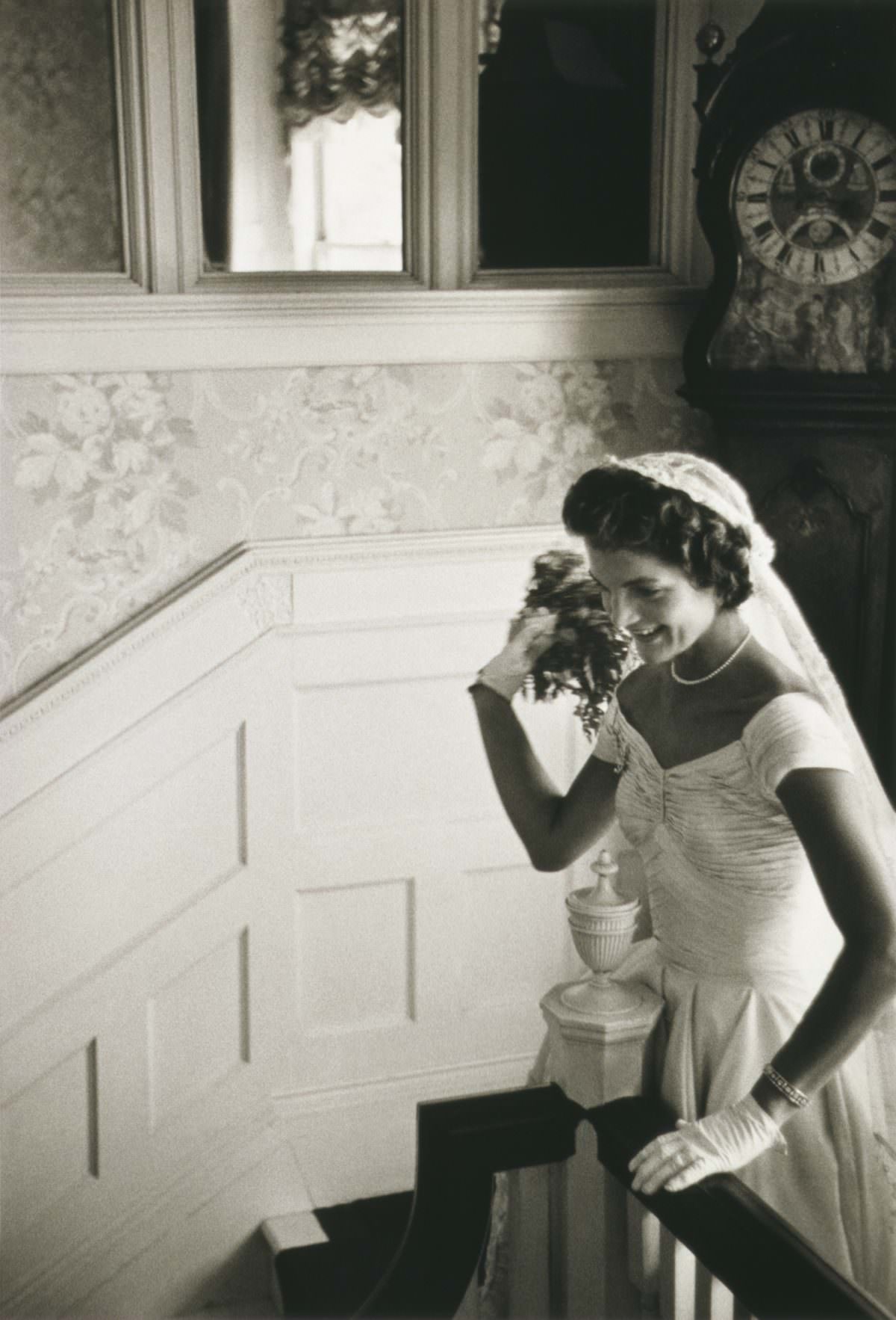 Jaqueline Bouvier Kennedy on her wedding day, 1953.