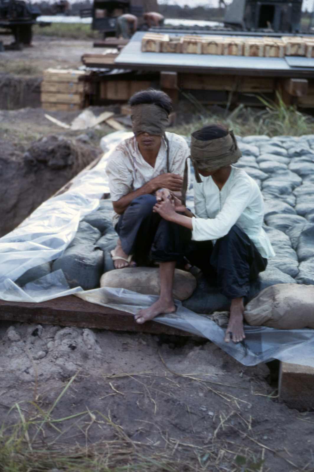 A Viet Cong couple, blindfolded. Vietnam.