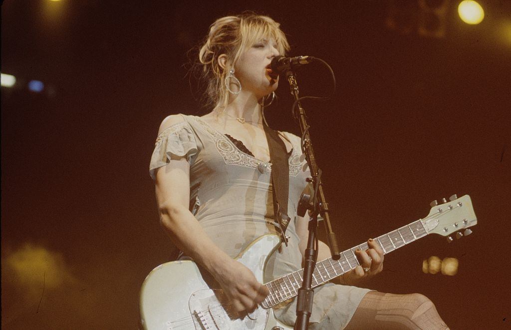 Courtney Love performing on the stage, 1992.