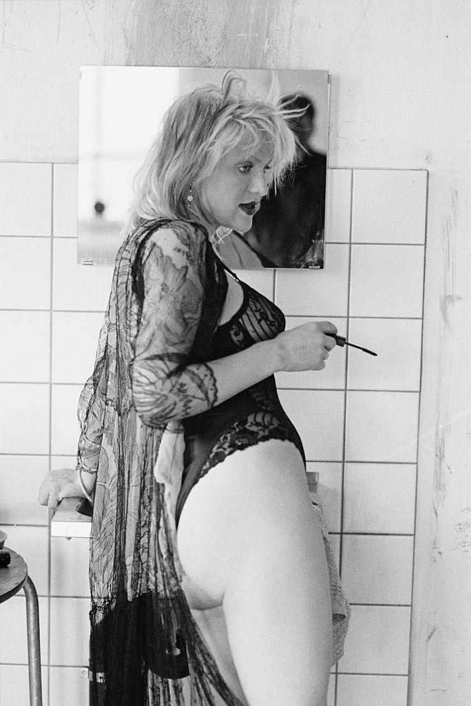 Courtney Love backstage before a concert at Rote Fabrik, 1995.