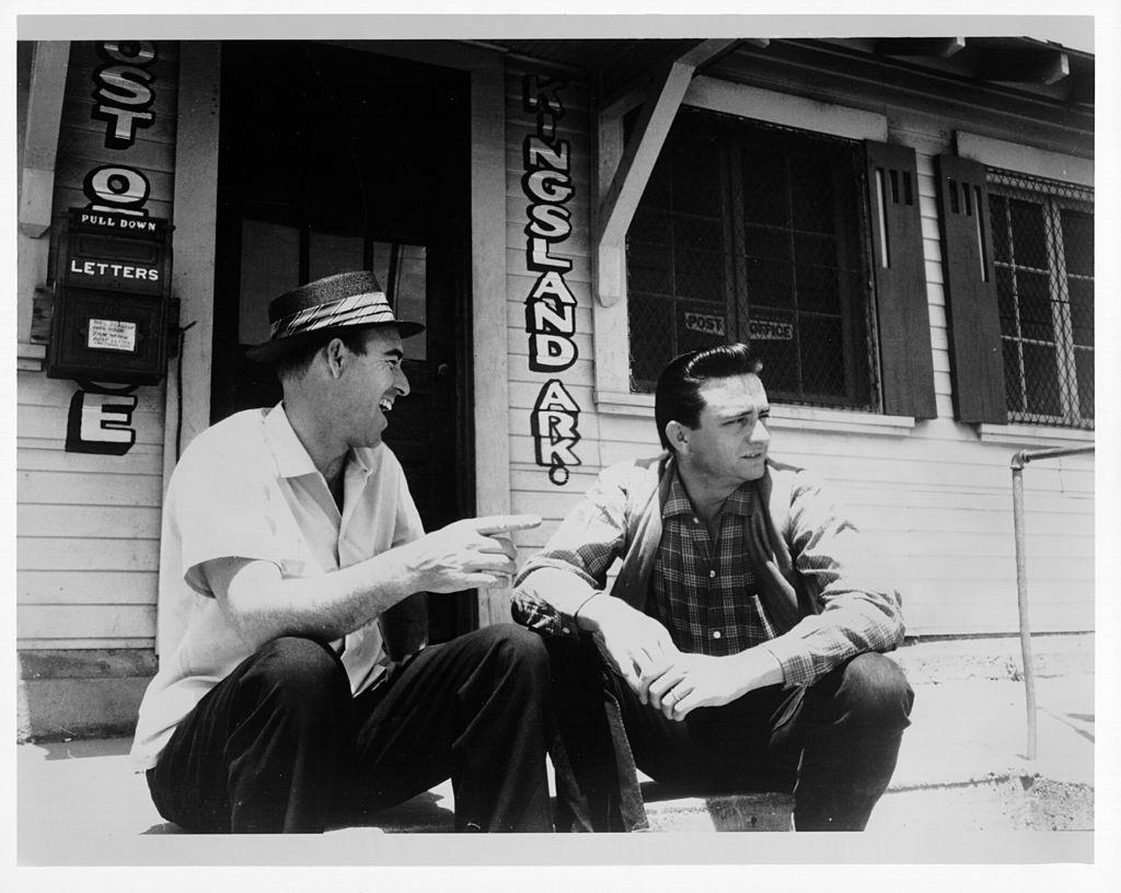 Johnny Cash with Johnny Horton in the Kingsland post office, May 1959.