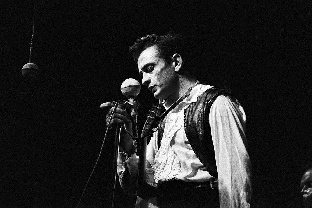 Johnny Cash performs at the Newport Folk Festival in July 1964 in Newport.