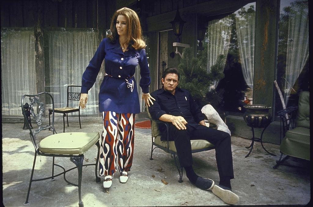 Johnny Cash and wife June Carter at home.