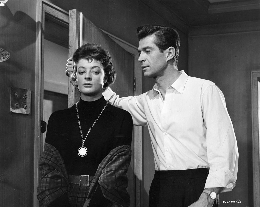 Maggie Smith with George Nader star in the movie 'Nowhere To Go'. 1958.