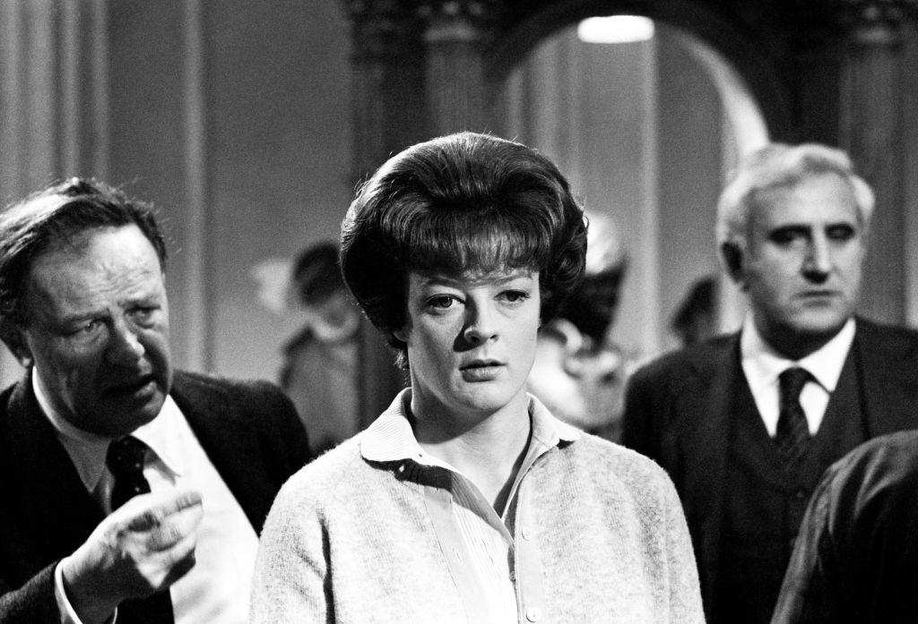 Maggie Smith with Sarah Watkins and Joseph L Mankiewicz on the set of 'The Honey Pot', 1967.